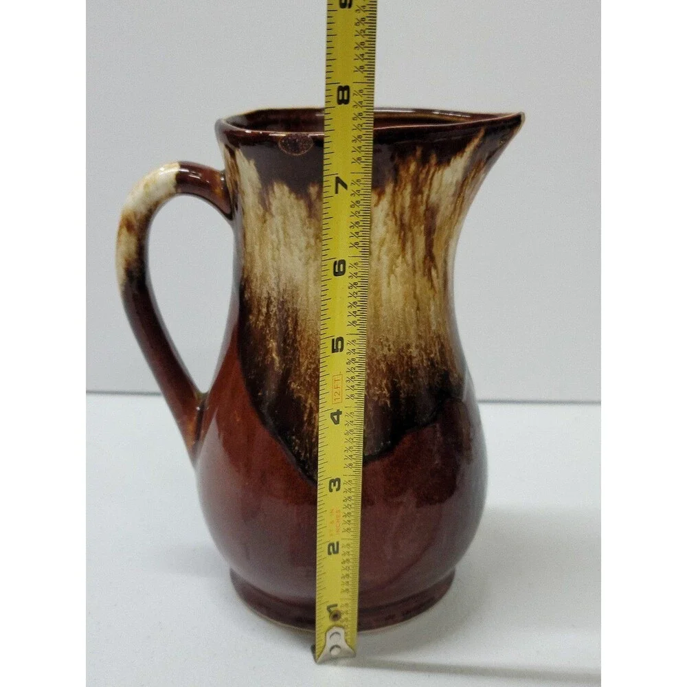 Robinson-Ransbottom Roseville Pottery Vintage Brown Drip Glaze Pitcher